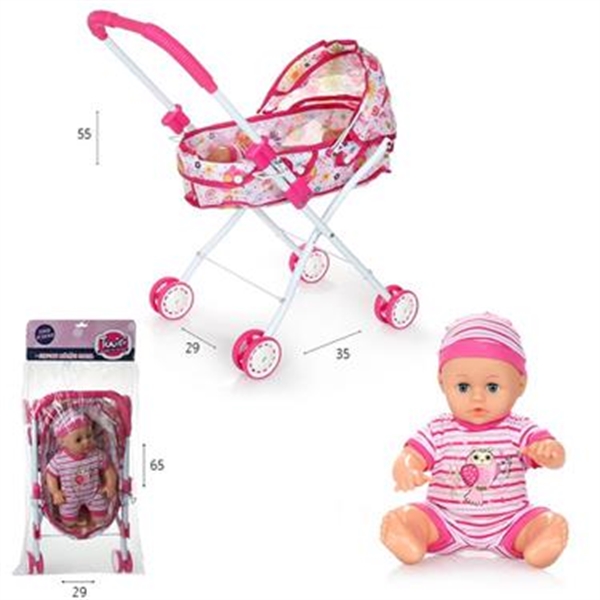 בובה ועגלת שכיבה בPVC